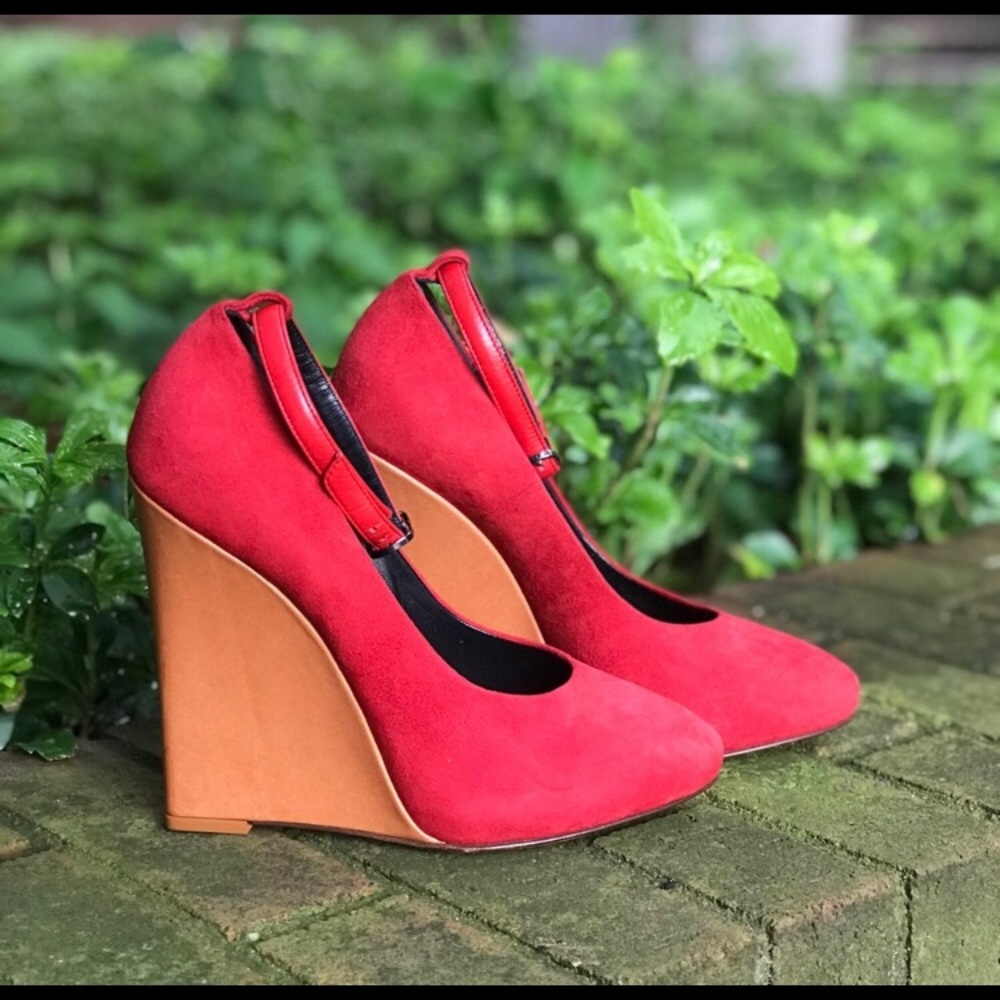 Celine Suede Round-Toe Wedges - Picture 2 of 8